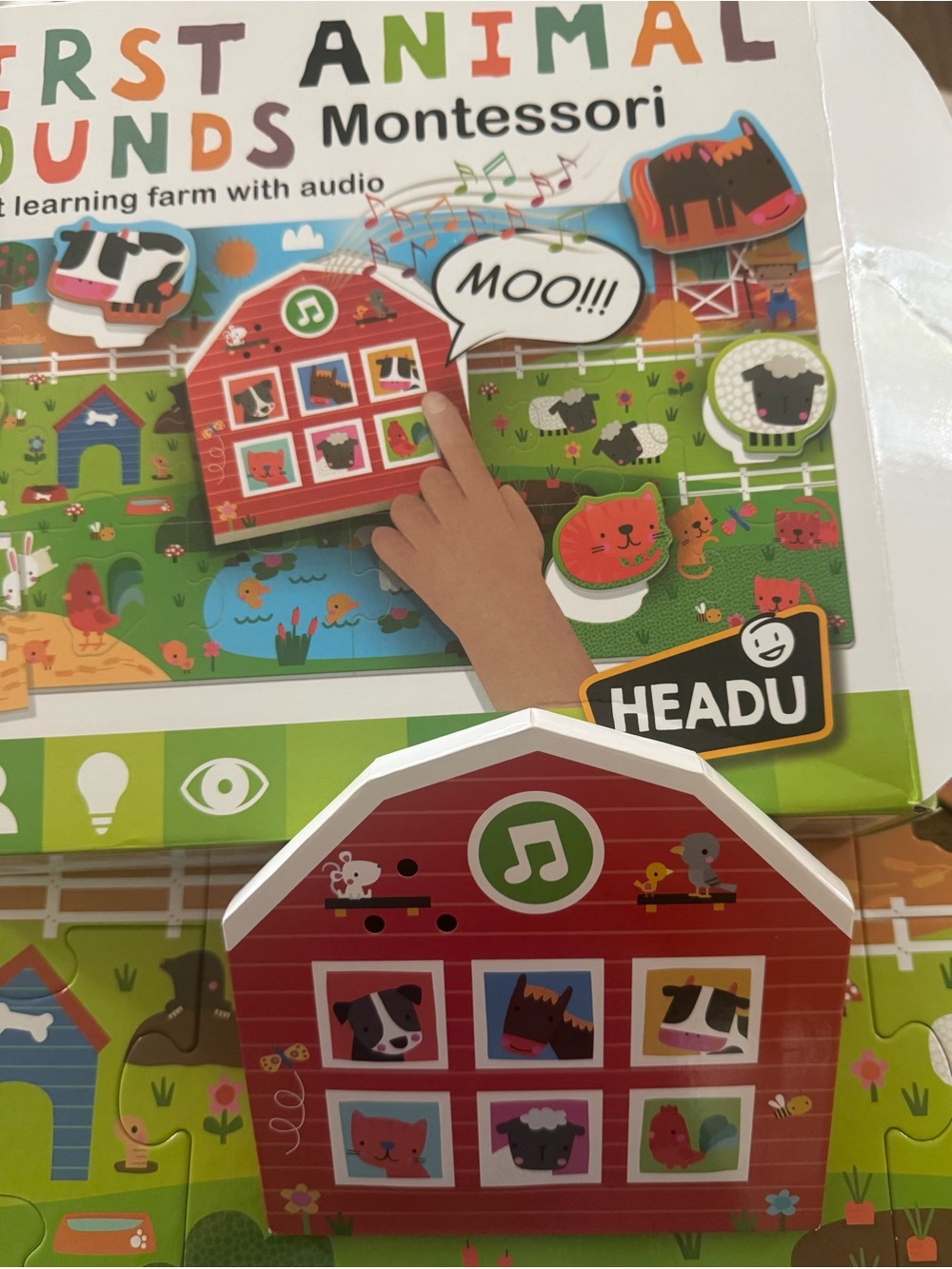 First Animal Sounds Montessori Puzzle Audio Farm Game Ages 2-4